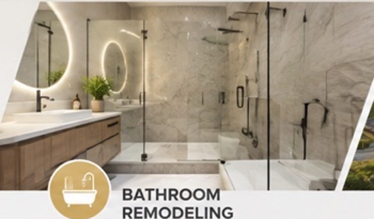 Elegant stone-look walk-in shower